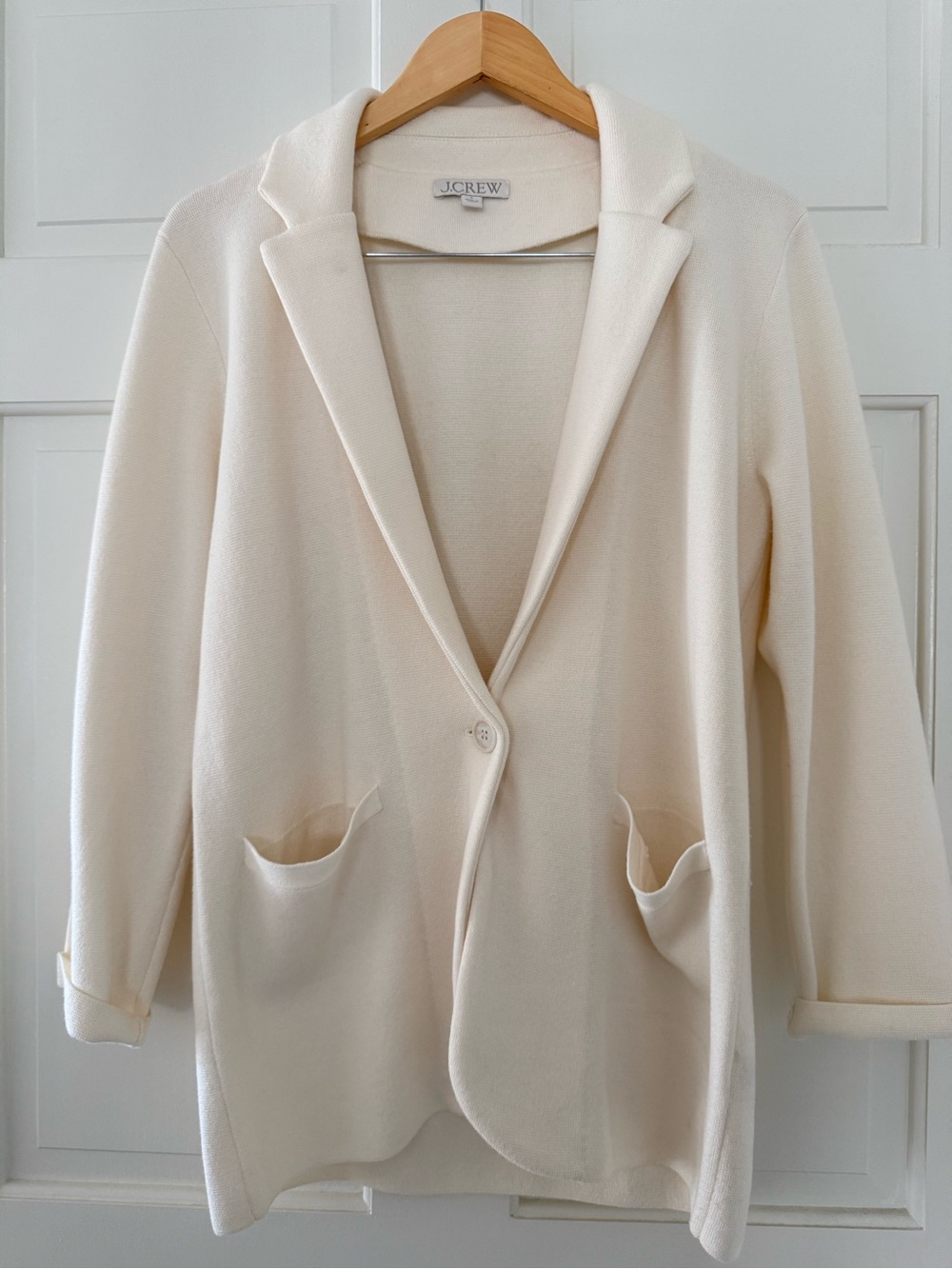 J. Crew Cream Knit Blazer with Notch Lapel - S